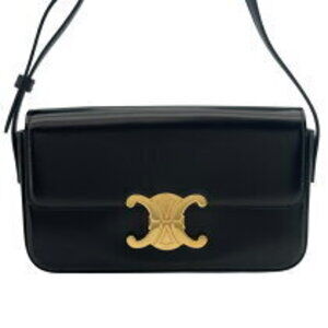 Celine Claude Shoulder Bag black shiny calfskin